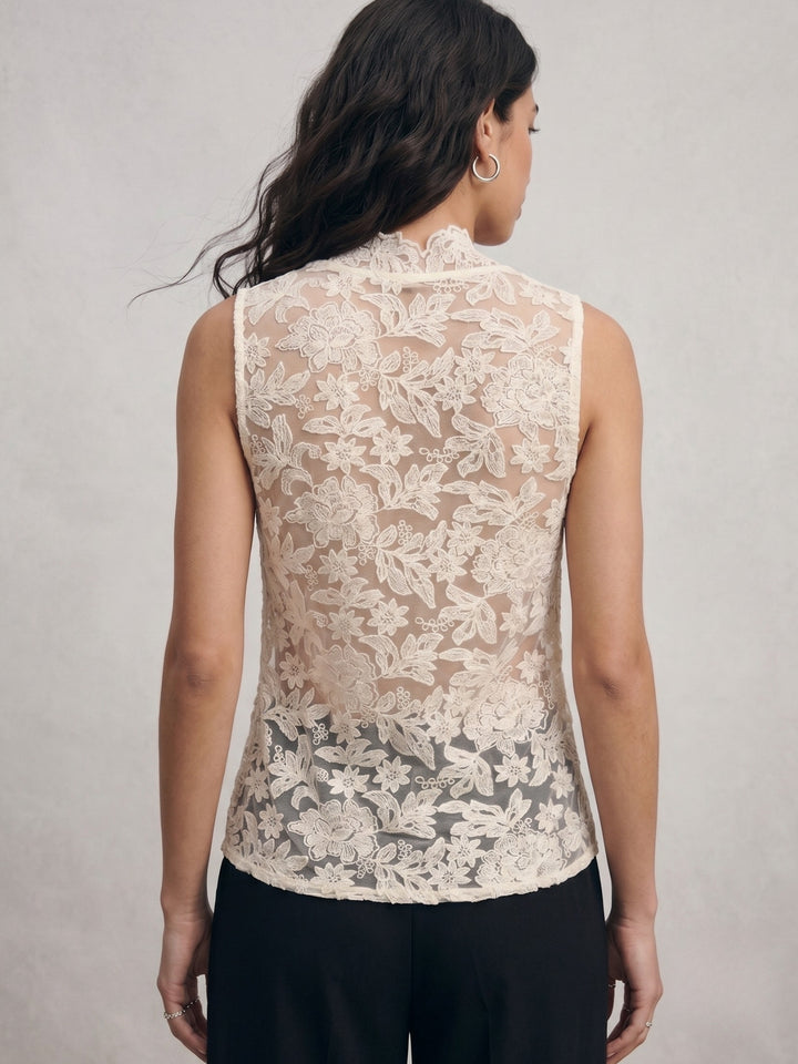 Off White Lace Detail Blouse