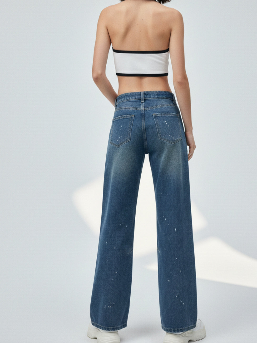 Blue High Waist Printed Jeans