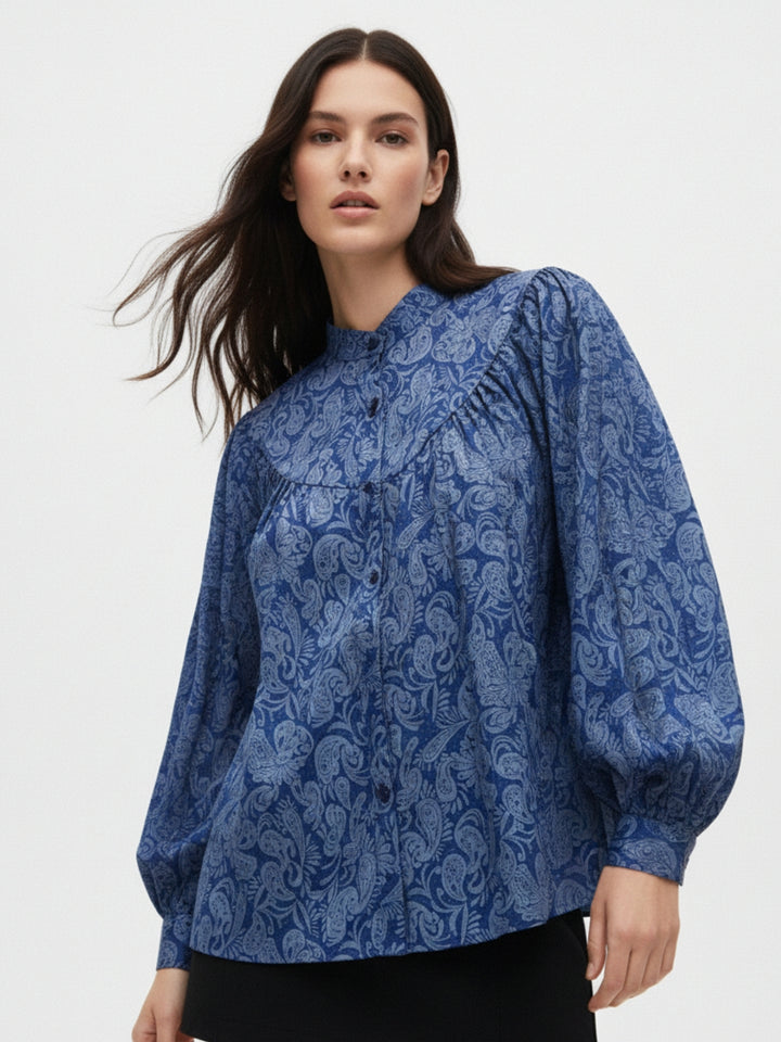 Blue All Over Paisley Printed Top