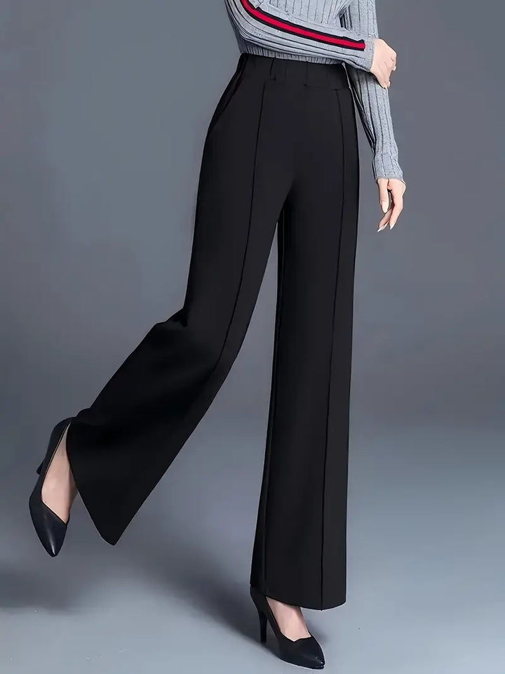 Black Solid Wide Leg Pant