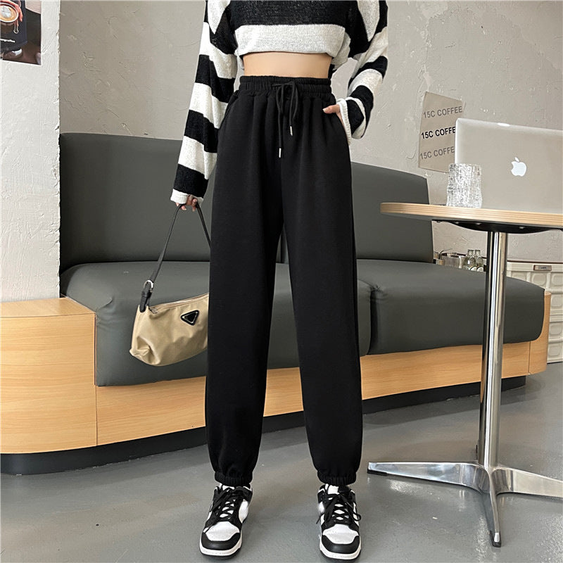 Black Solid High Waist Jogger