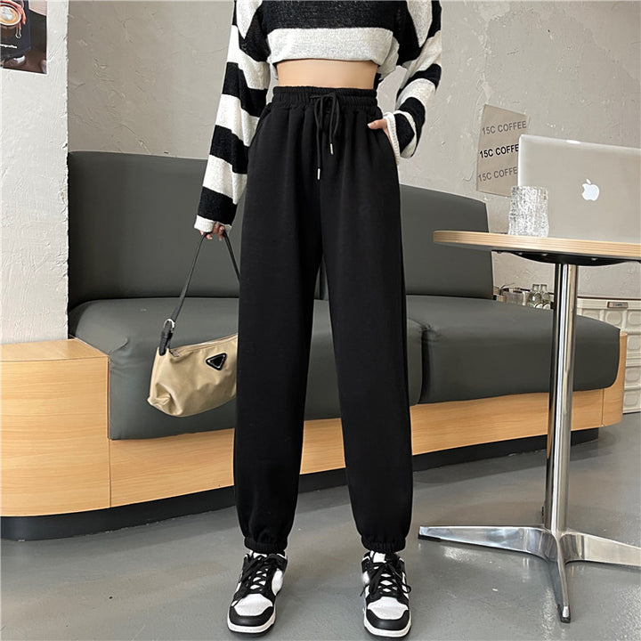 Black Solid High Waist Jogger