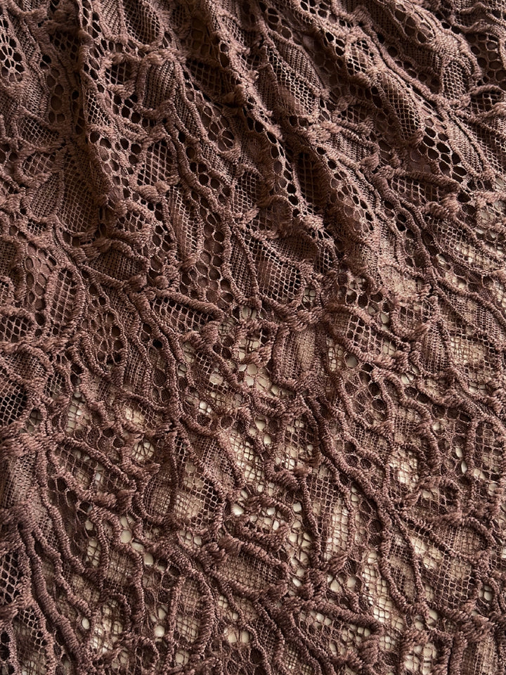 Brown Tube Asymmetric Lace Top