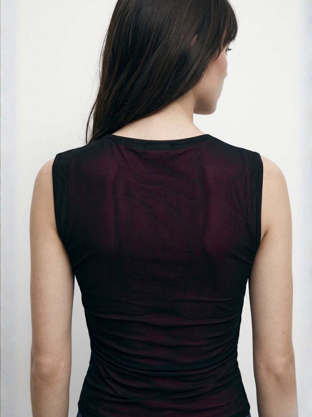 Black Dual Toned Mesh Top