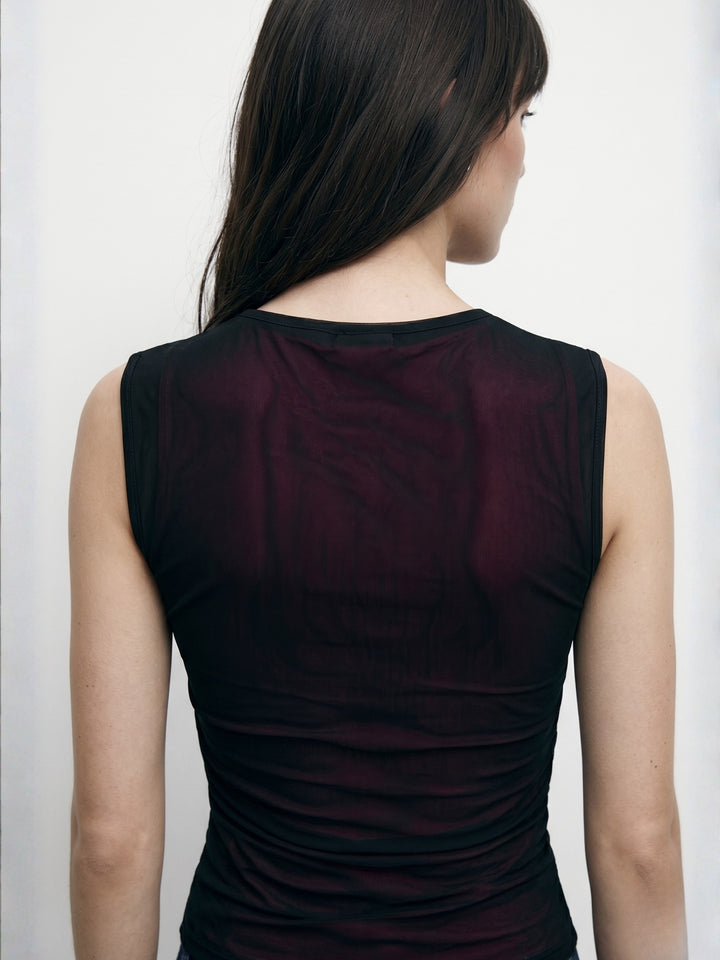 Black Dual Toned Mesh Top
