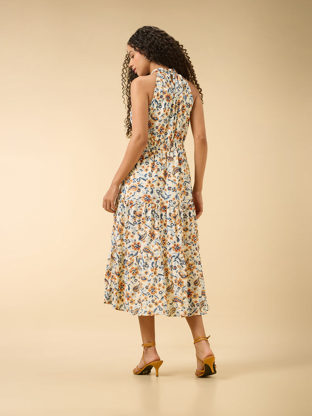 Multi Halter Neck Gathered Dress