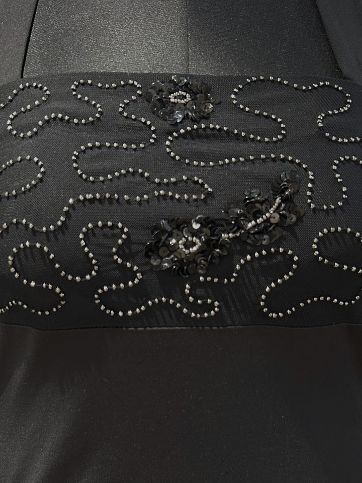 Black Halter Tank With Net Embellishments