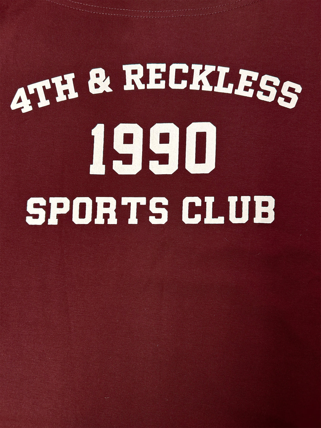 Maroon Off-Shoulder Graphic Printed T-Shirt