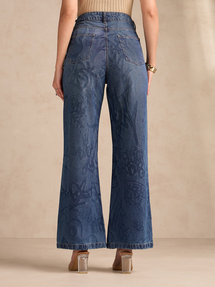 Blue Mid-Wash Straight Fit Jeans