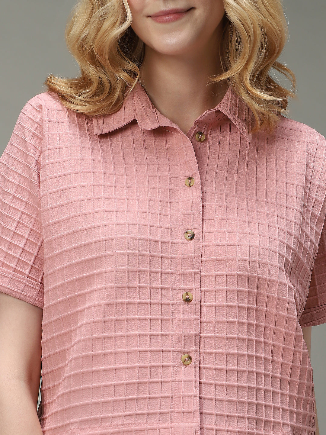 Pink Cropped Flowy Shirt