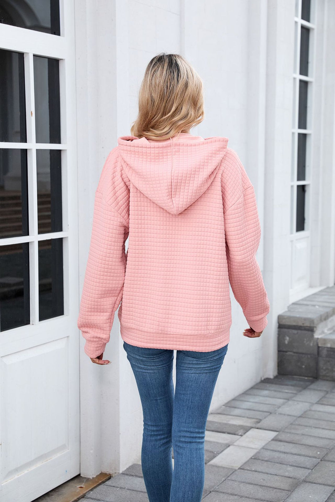 Pink Full Sleeves Solid Hoodie