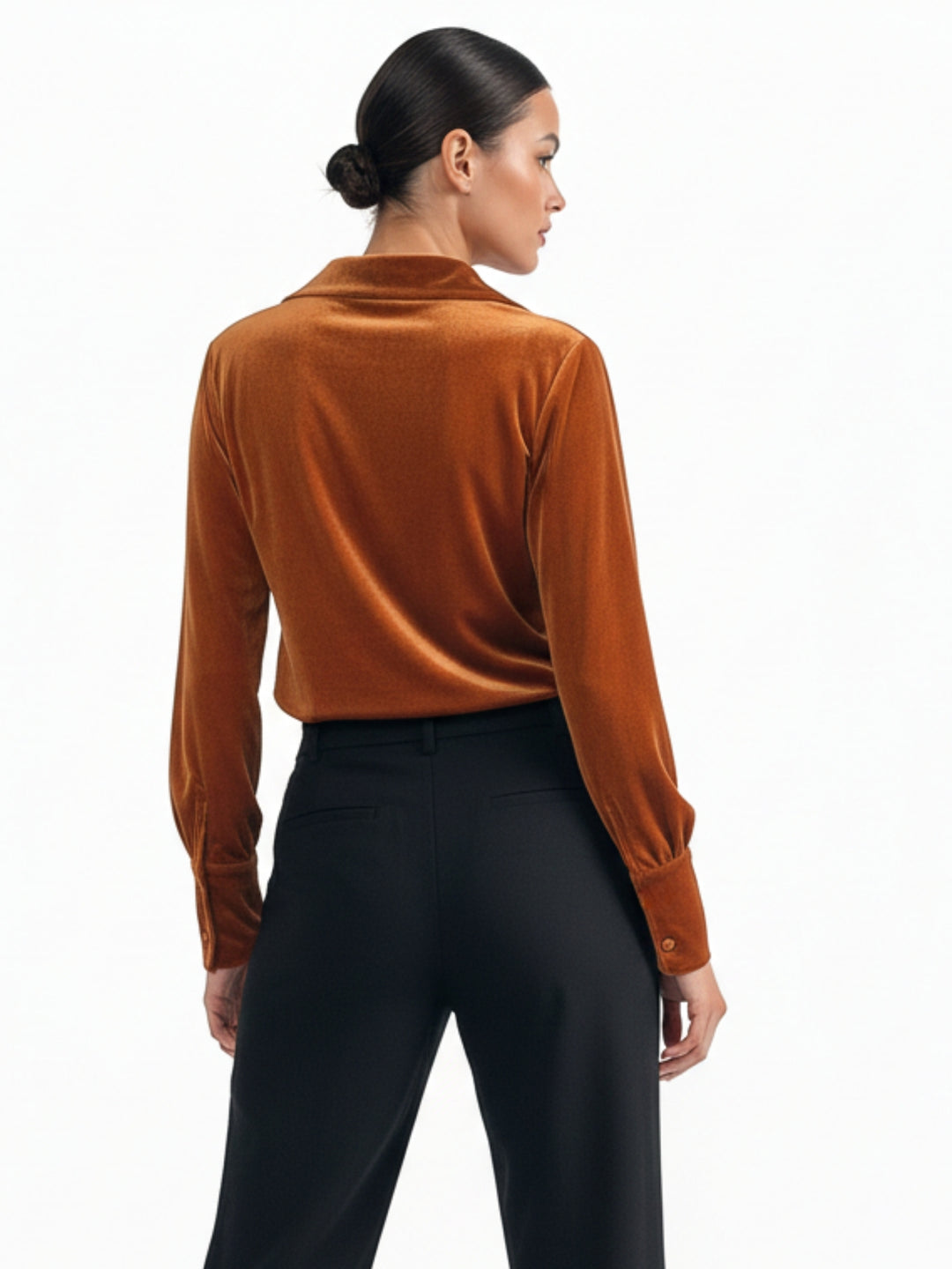 Orange Cowl Neck Regular Top