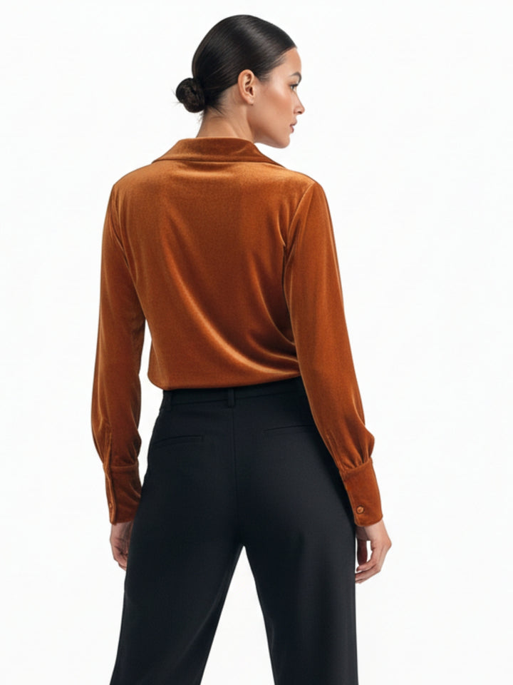 Orange Cowl Neck Regular Top