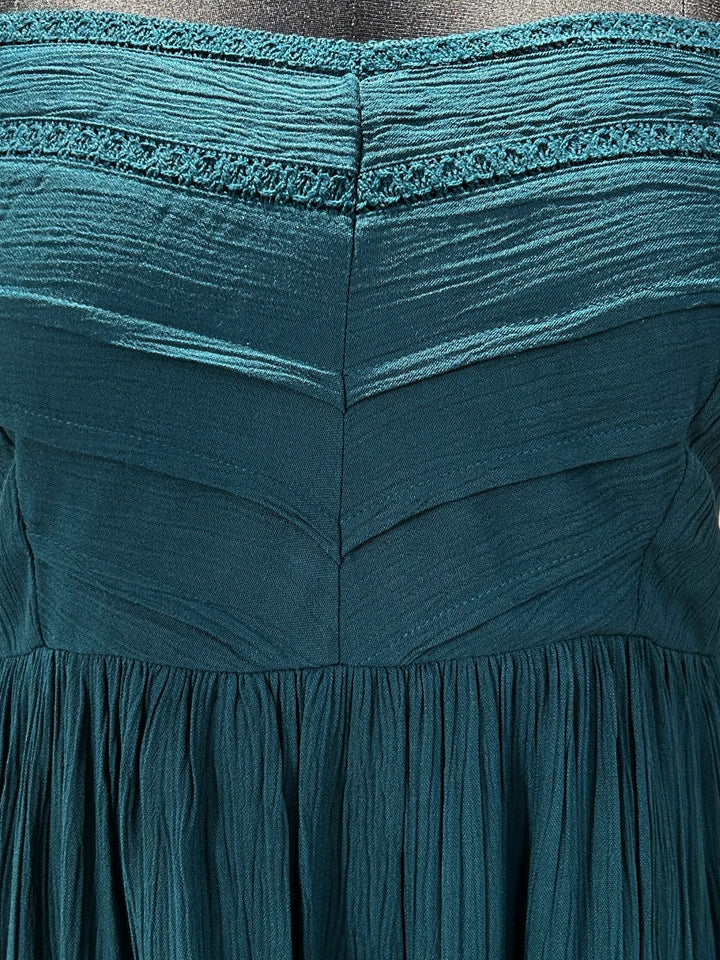 Teal Aline mini dress with lace detail