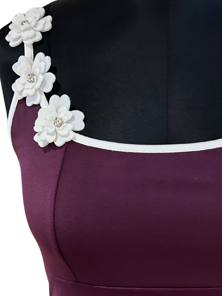 Wine Strappy Fitted Camisole With Floral Straps