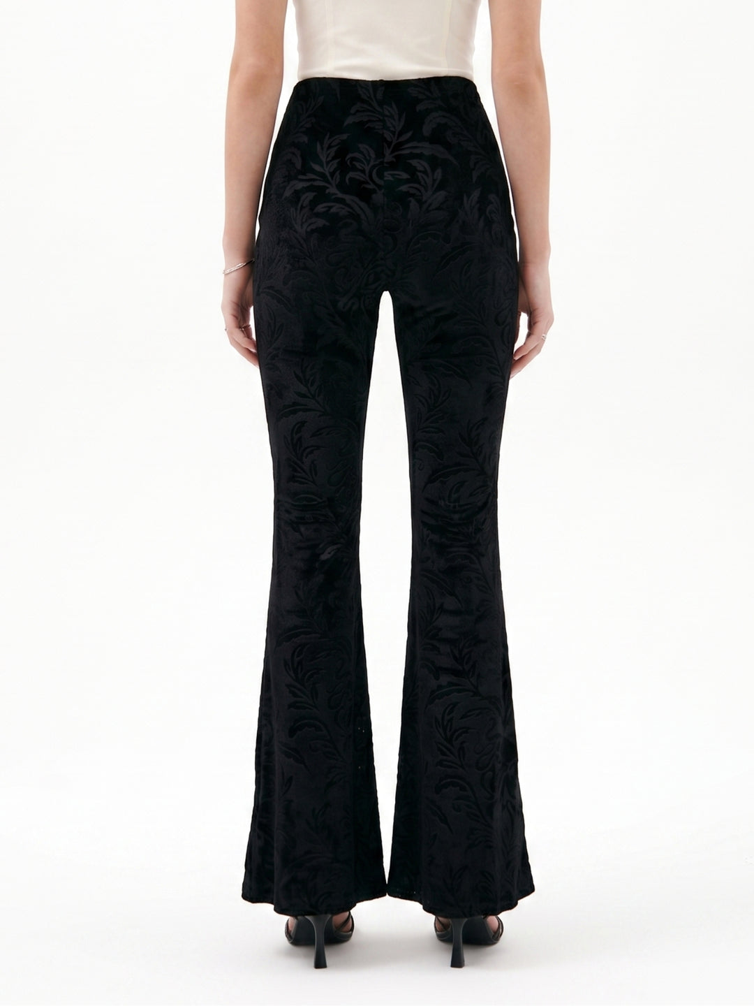 Black Flared Textured Knit Trouser