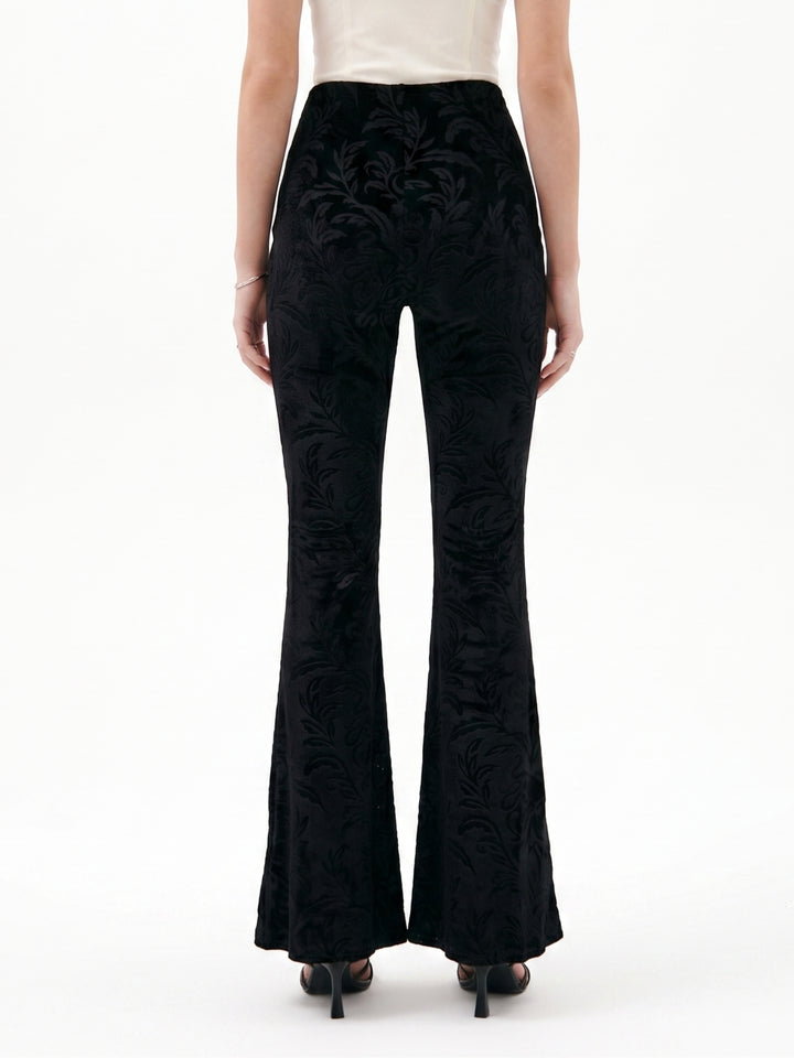Black Flared Textured Knit Trouser