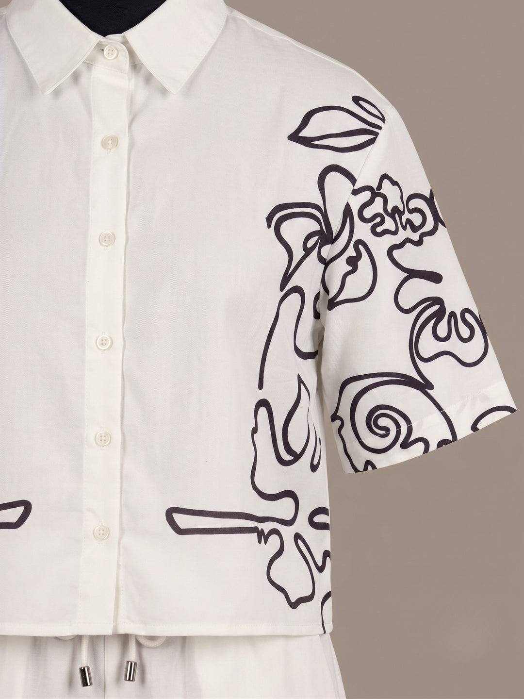 Off White Contrast Placement Print Co-Ord Set