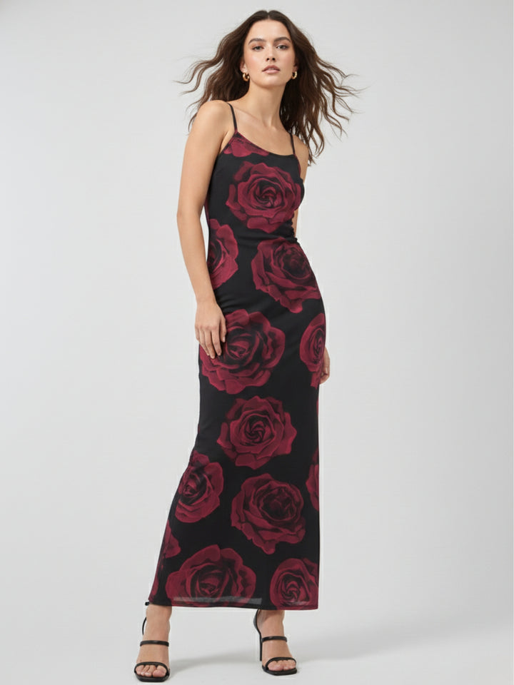 Black Thin Strapped Fitted Dress
