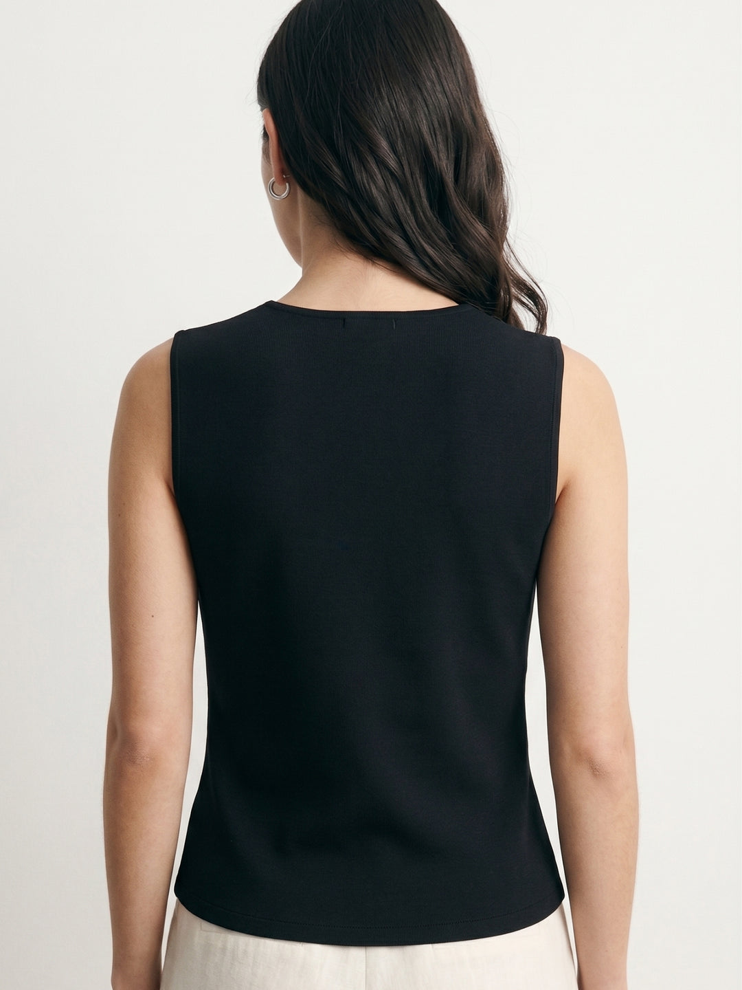 Black Sleeveless Vest With Star-Shaped Buttons