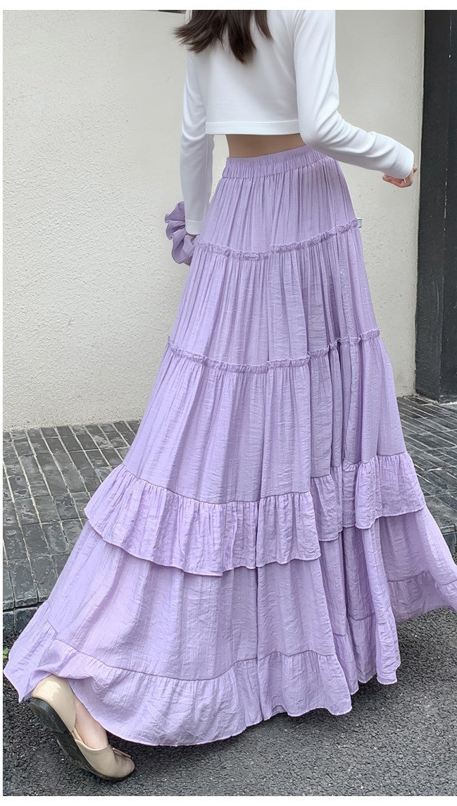Lilac Textured Layered Ruffled Skirt