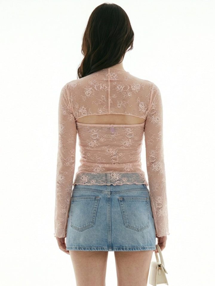 Peach Lace Top