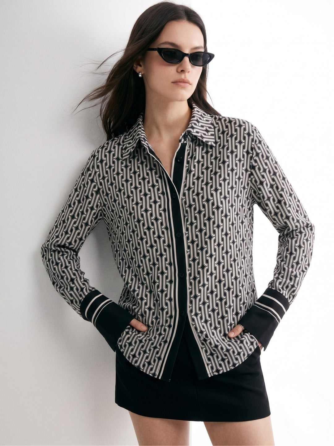 Multi Geometric Printed Button Down Shirt