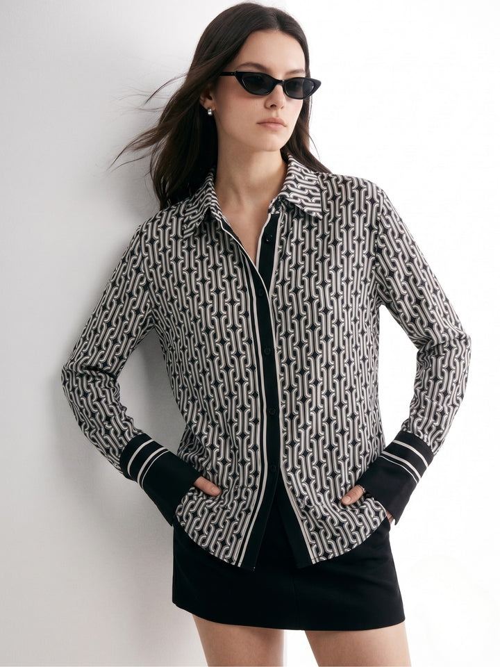 Multi Geometric Printed Button Down Shirt