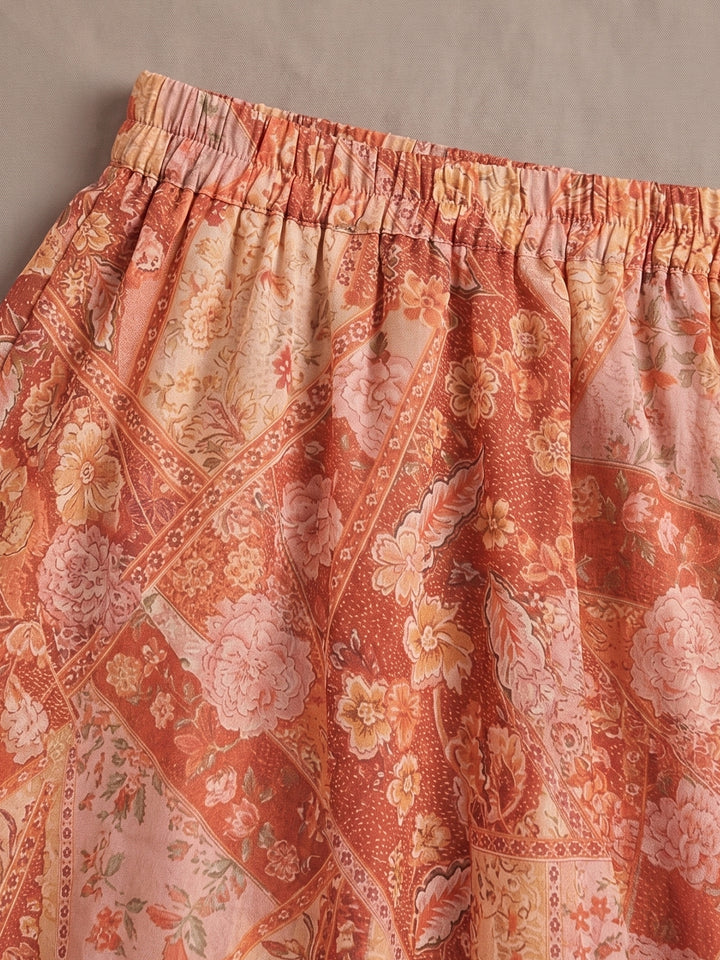 Midi Skirt With Elasticated Waist And A Belt