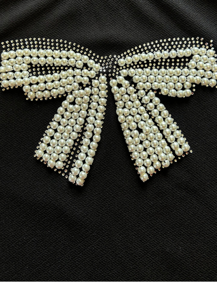 Black Embellished Large Bow T-Shirt