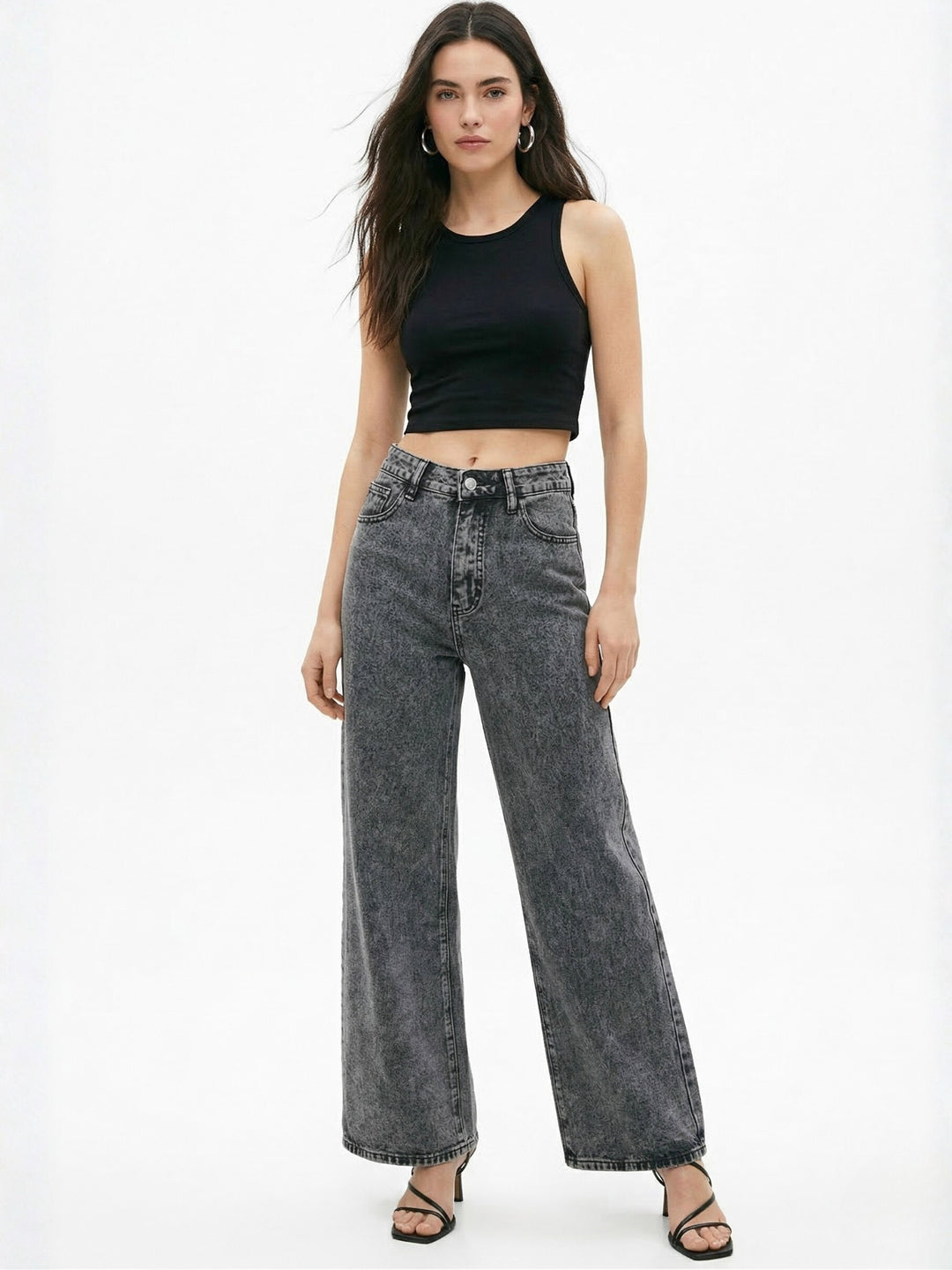 Dark grey High Waist Wide Leg Jeans