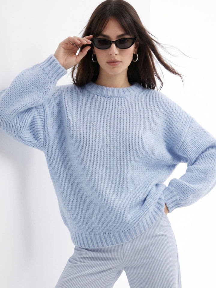 Blue Oversized Solid Jumper