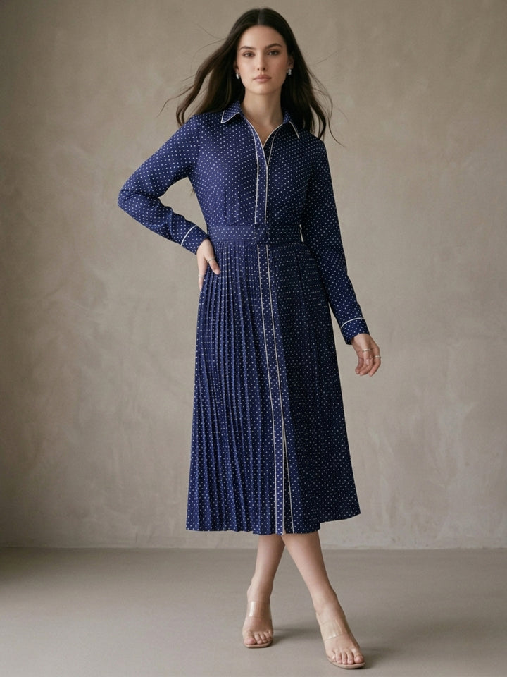 Navy Blue Long Shirt Dress