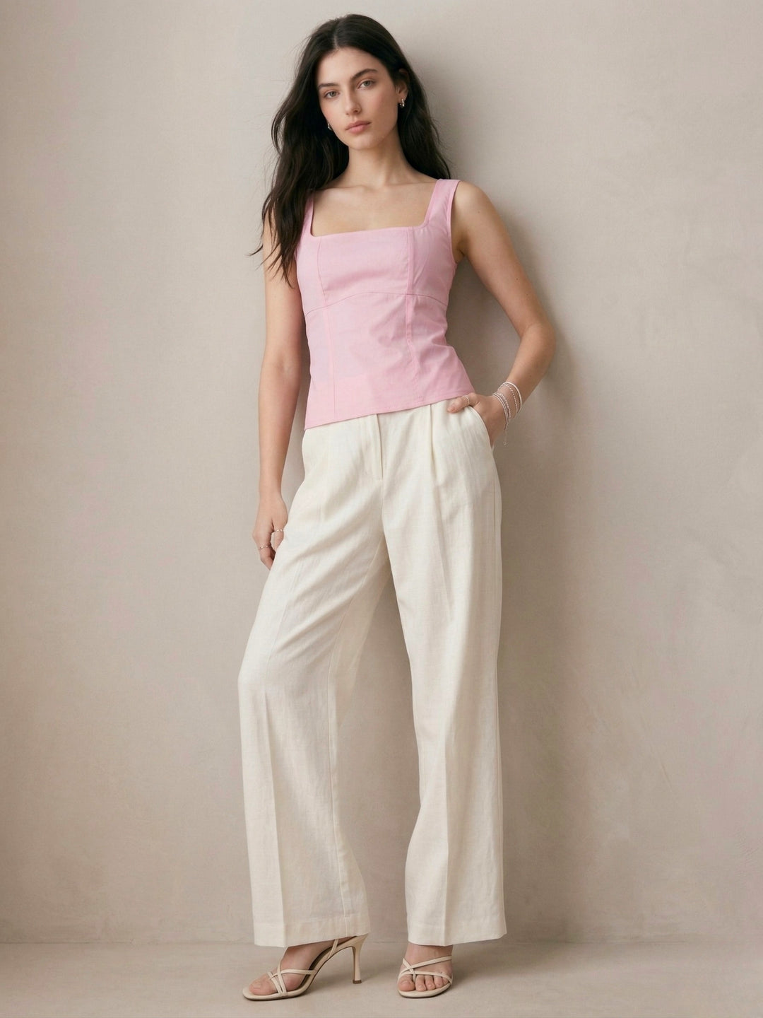 Pink Back Bow Tank Top