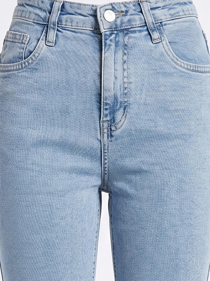 Light Blue High-Rise Flared Denim Jeans