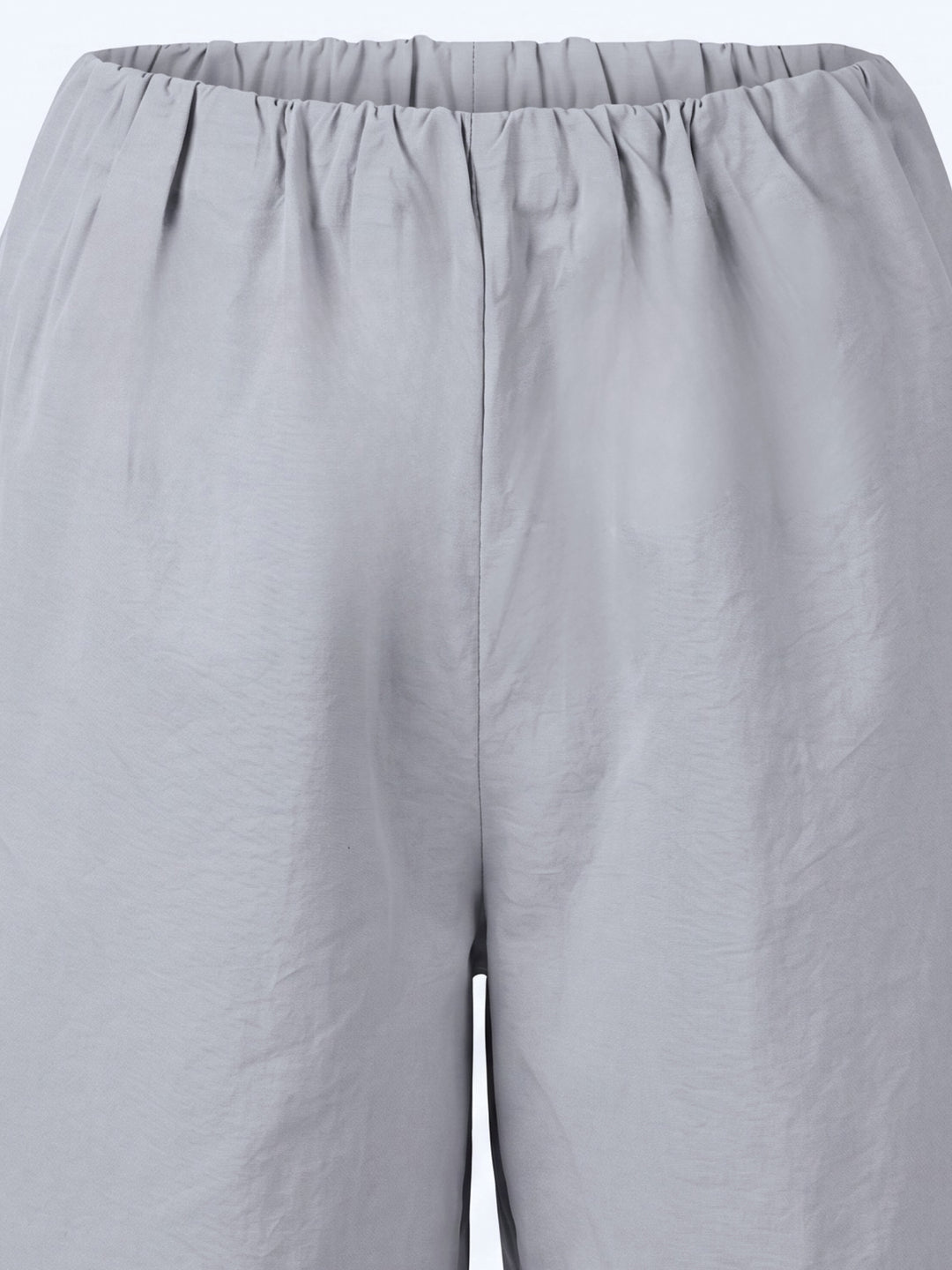 Grey Parachute Barrel Fit Trouser With Elasticated Hidden Waist
