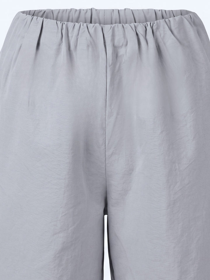 Grey Parachute Barrel Fit Trouser With Elasticated Hidden Waist