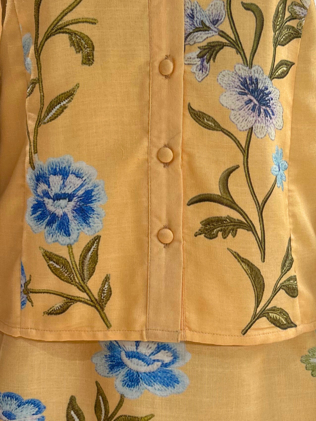 Yellow Woven Coord set with floral print detail