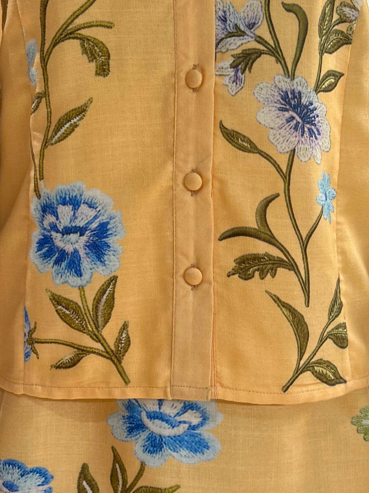 Yellow Woven Coord set with floral print detail