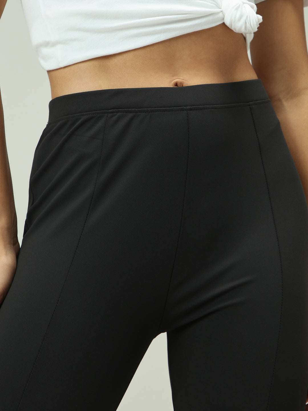 Black Front Slit Leggings