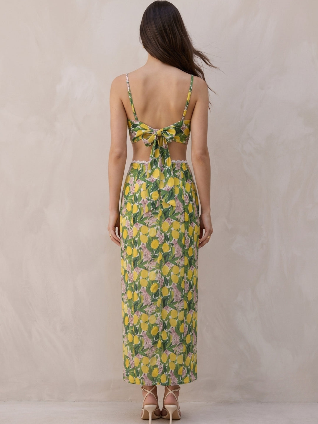Green Floral Printed Top And Skirt Set