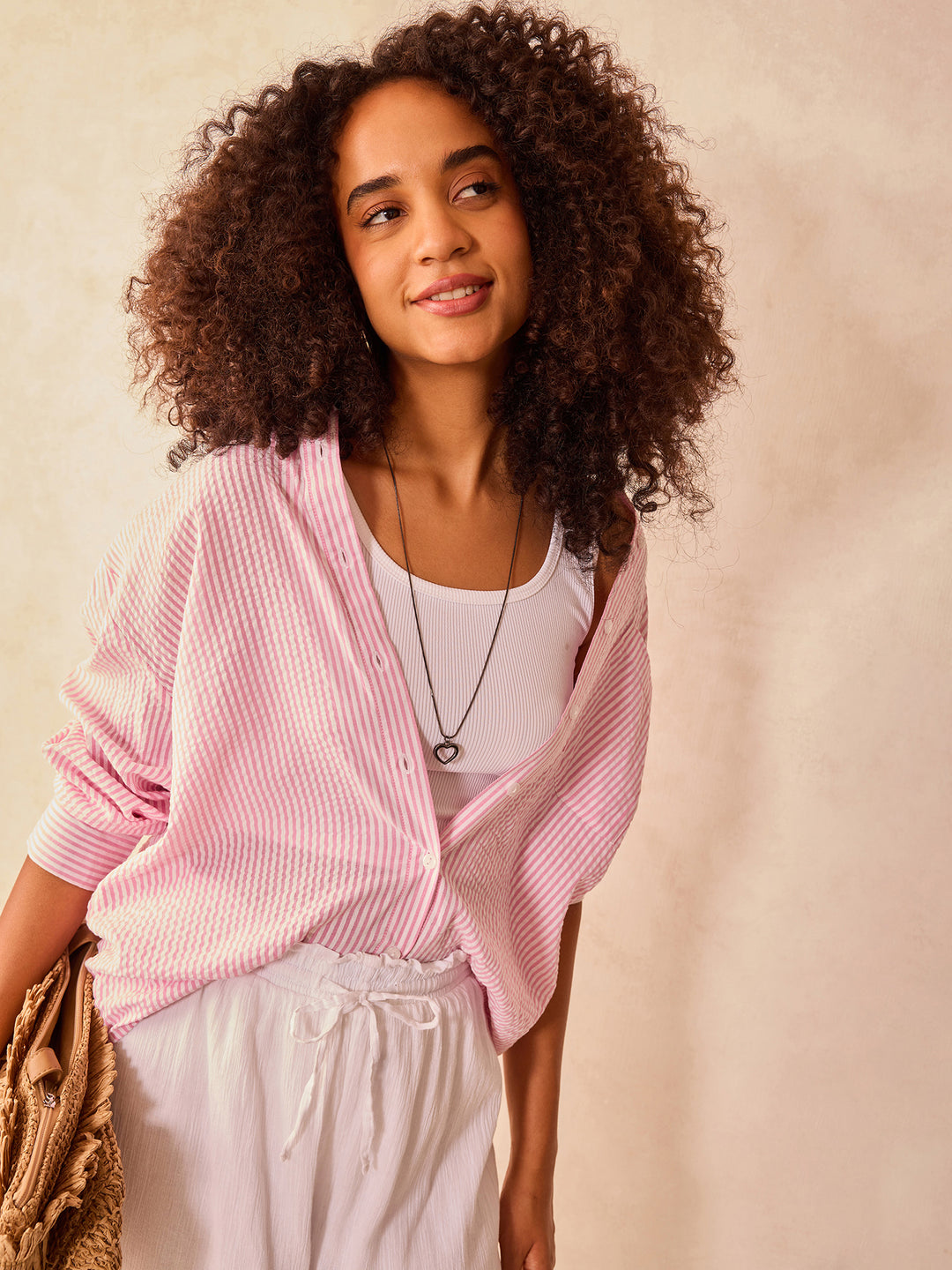 Pink Oversized Stripe Shirt