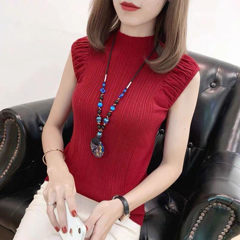 Wine Rib Puff Sleeve Top