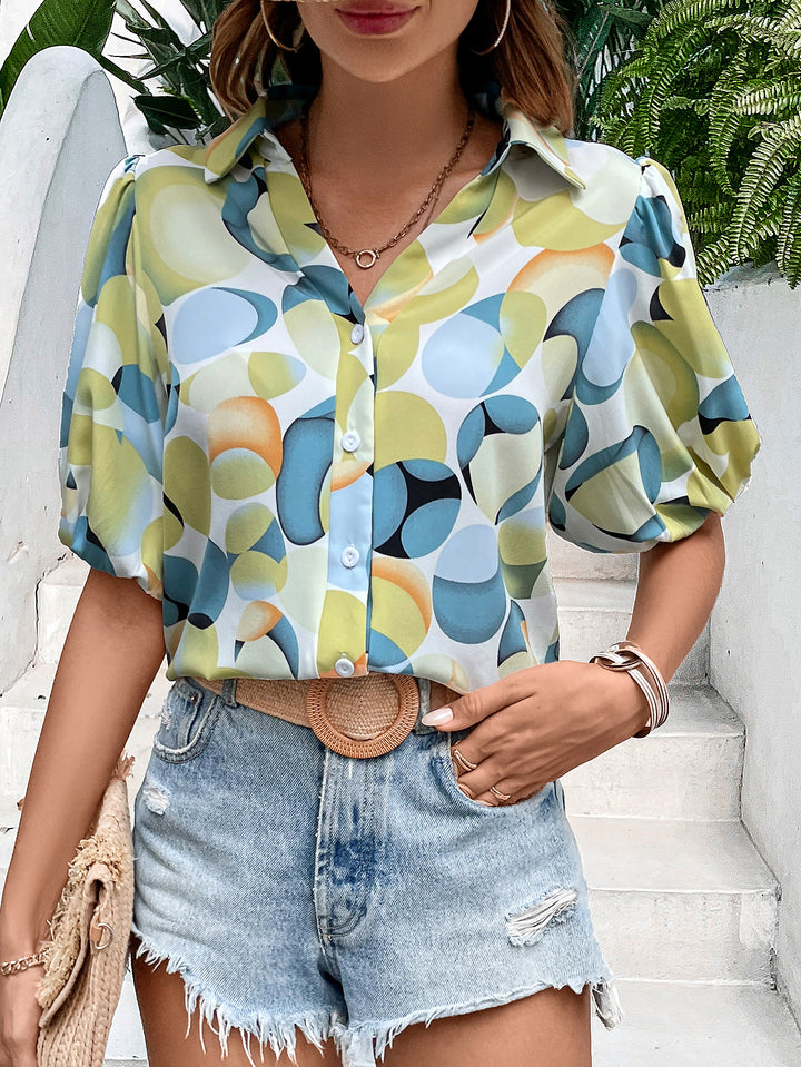 Multi Front Buttoned Shirt With Voluminous Sleeves