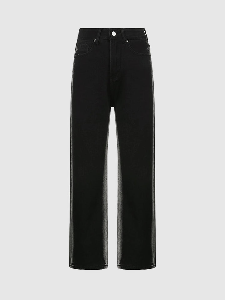 Black Dual Tone Washed Straight Denim