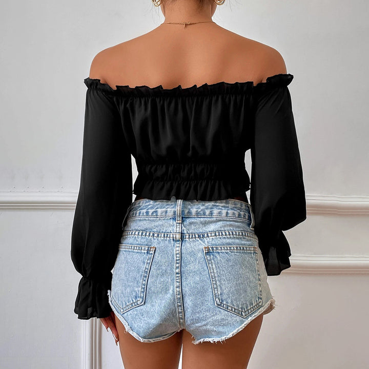 Black Off-Shoulder Crop Top
