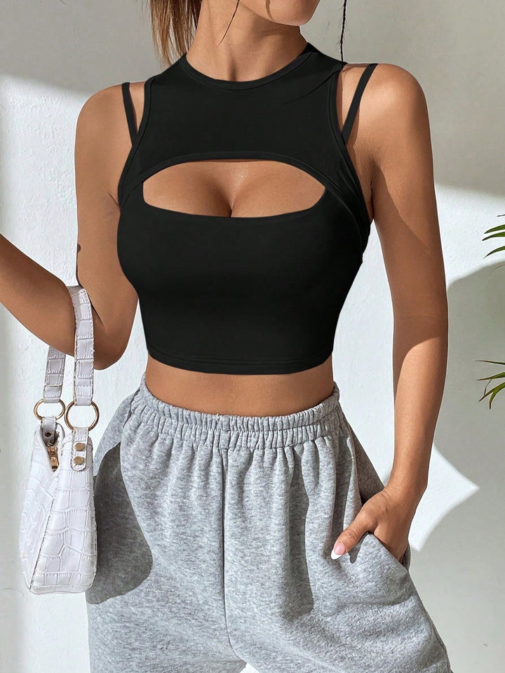 Black Sleeveless Front Detail Top