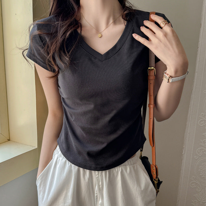 Charcoal V-Neck Relaxed Fit T-Shirt
