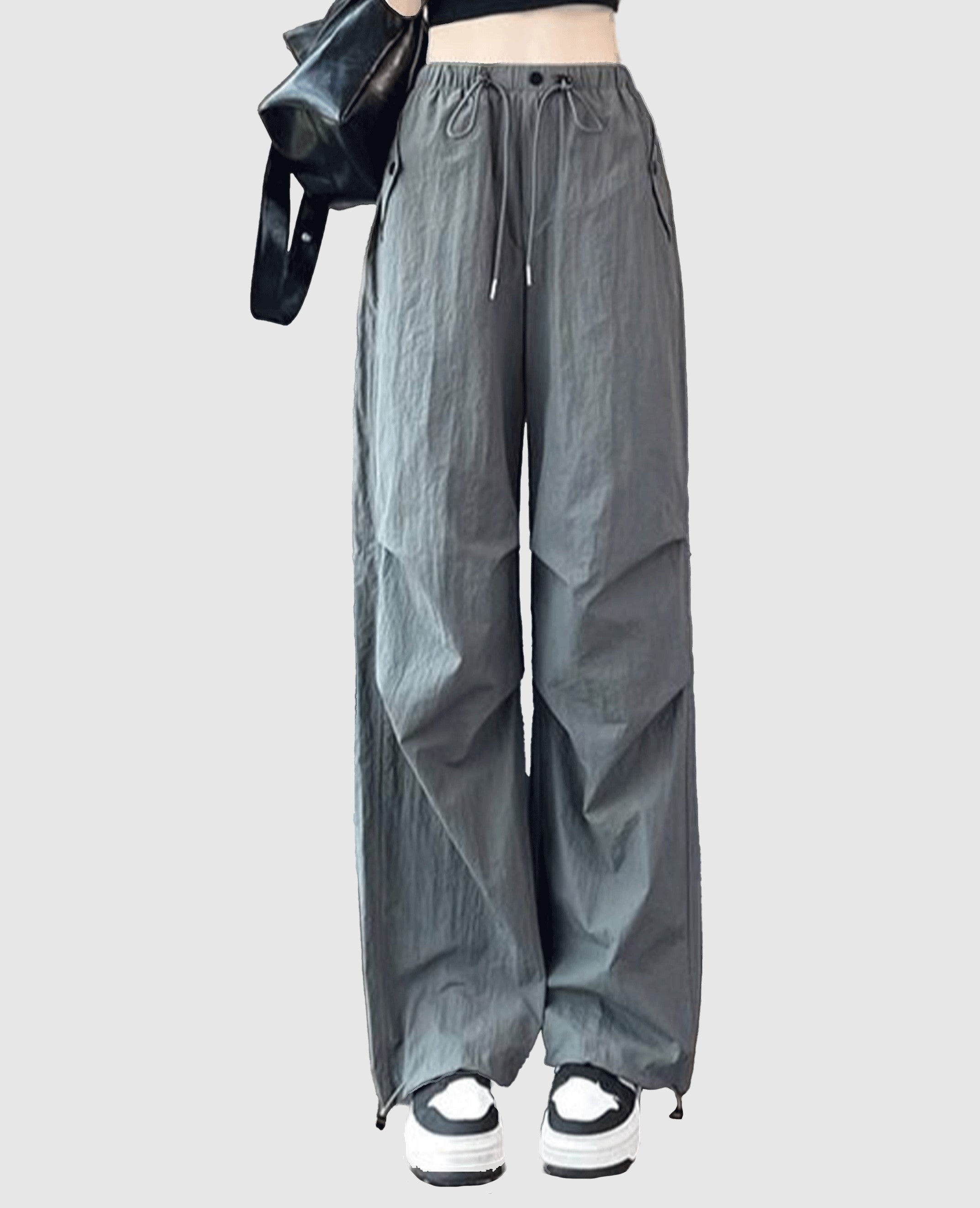 Grey Parachute Jogger With Flap Pockets