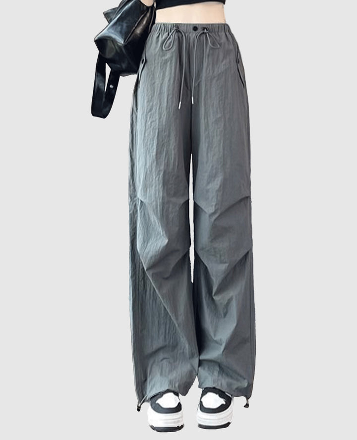 Grey Parachute Jogger With Flap Pockets